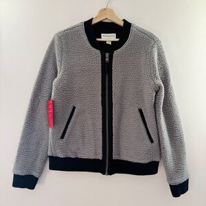 NWT Marrakech Sherpa Bomber Solna Jacket, Charcoal Gray & Black, Size Large